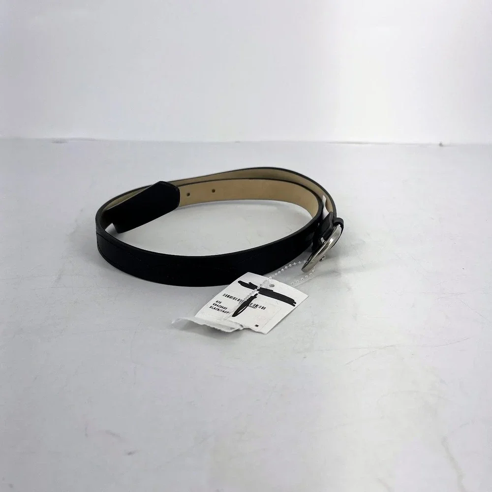 Vince Camuto Womens Black Skinny Belt‎ Silver Buckle VB422403 Size Medium NWT
